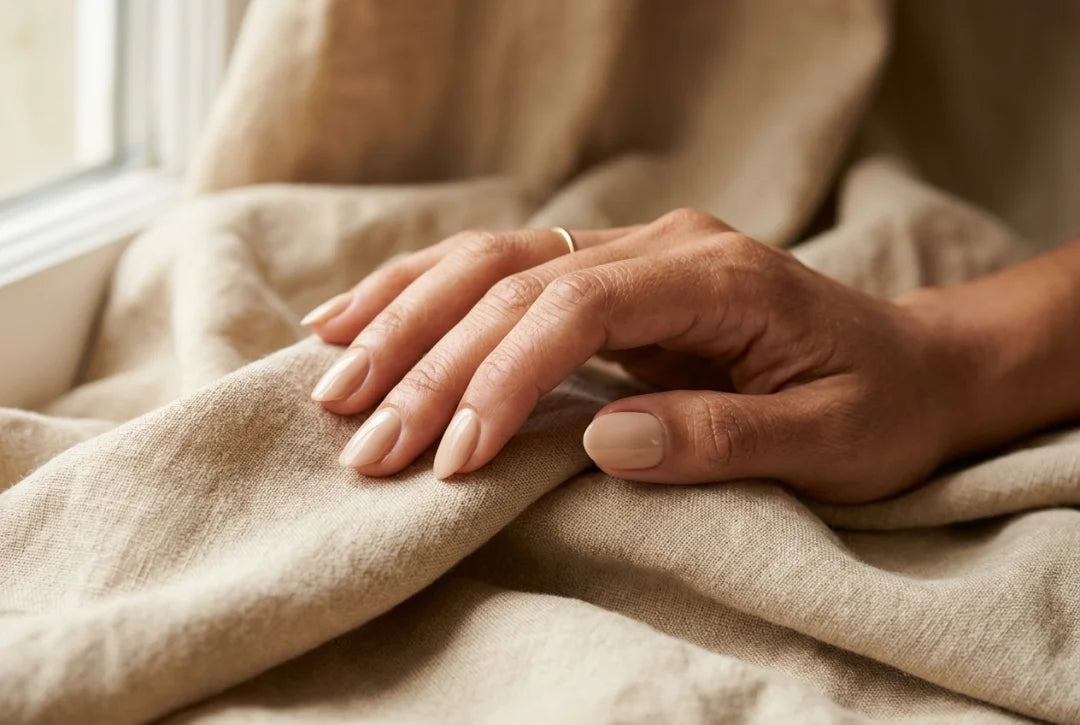Cieliste paznokcie nude dopasowane do koloru skóry — efekt mannequin manicure