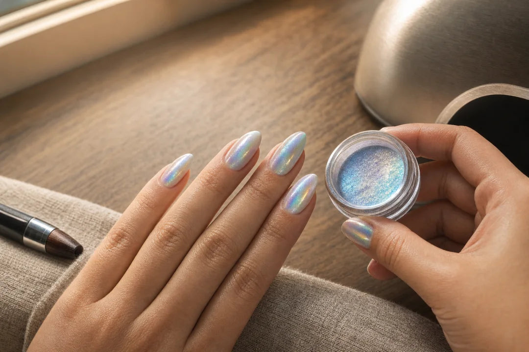 Paznokcie syrenka — finisz holograficzny w stylizacji premium