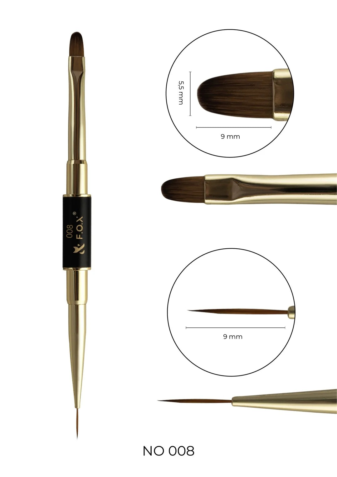 F.O.X Nail Art Kétoldalas Ecset 008
