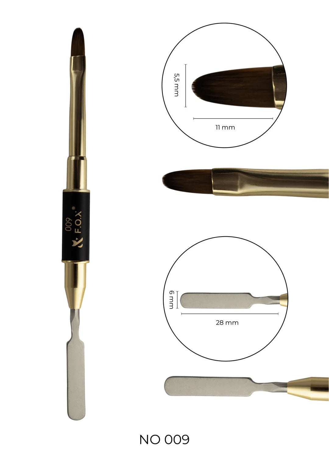 F.O.X Nail Art Kétoldalas Ecset AcrylGelhez 009