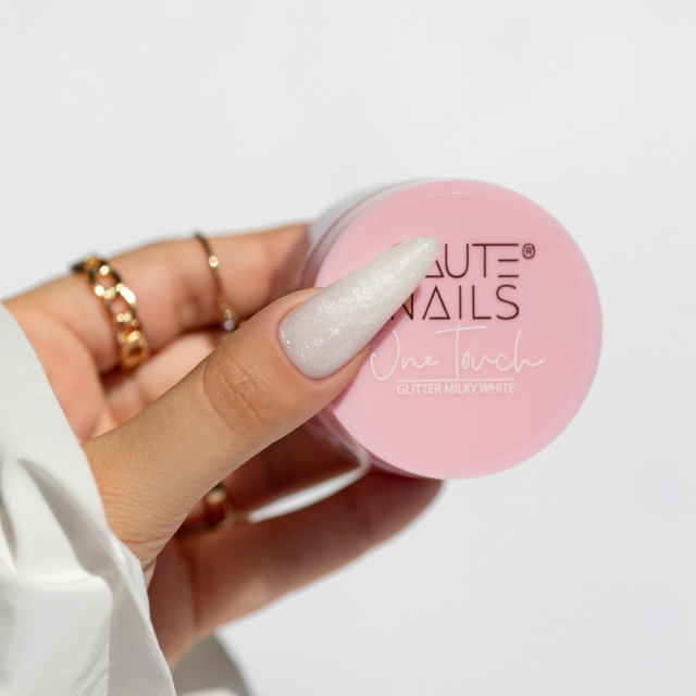 One Touch Glitter Milky White Építőzselé 30g